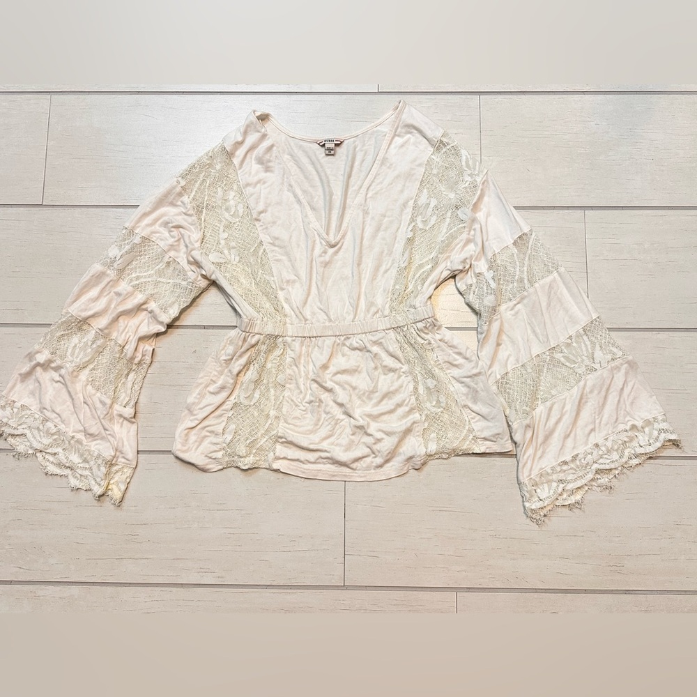 Guess Cream Lace Detail Blouse